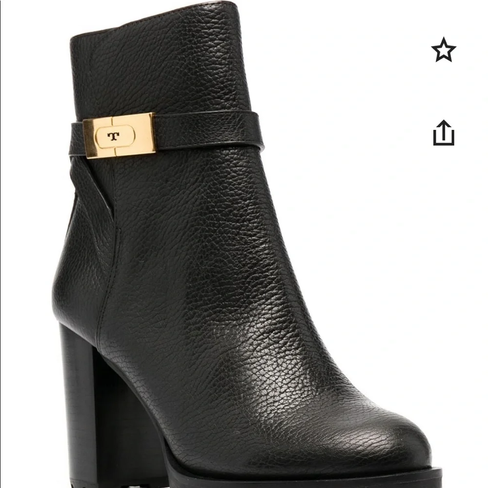 Tory Burch mid-heel leather ankle boots size 8 US Women’s Black Ankle Boots - Picture 2 of 8